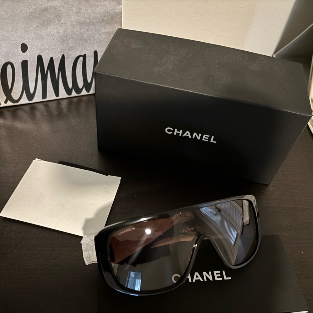 Chanel Black Shield Sunglasses